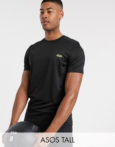 Черная футболка из быстросохнущей ткани ASOS 4505 Tall-Черный