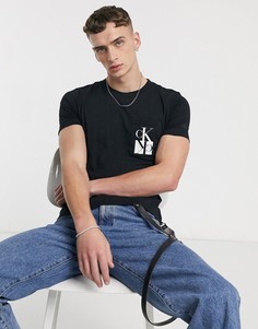 Черная приталенная футболка с зеркальной отделкой Calvin Klein Jeans-Черный