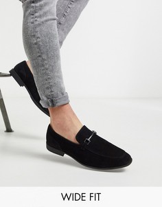 Черные лоферы из искусственной замши для широкой стопы ASOS DESIGN-Черный