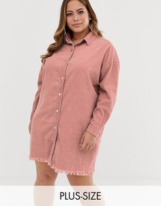 Розовое вельветовое платье-рубашка Missguided Plus-Розовый