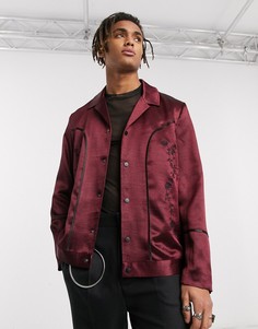 Бордовая куртка Харрингтон в стиле вестерн с вышивкой ASOS EDITION-Красный