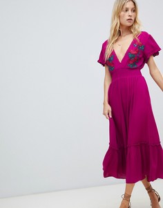 Платье макси с вышивкой Cleobella Capri-Розовый