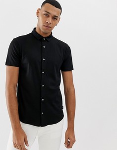 Узкая черная рубашка с короткими рукавами Emporio Armani-Черный