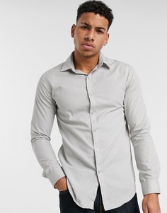 Серая обтягивающая поплиновая рубашка Le Breve-Серый