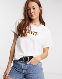 Белая футболка с графичным принтом металлик Levis-Белый
