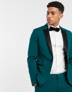 Зеленый приталенный пиджак-смокинг ASOS DESIGN-Зеленый цвет