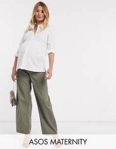 Свободные джинсы хаки ASOS DESIGN Maternity-Зеленый