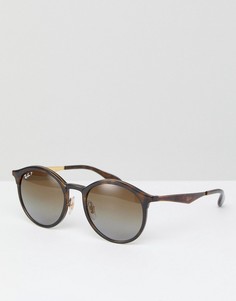 Круглые солнцезащитные очки в черепаховой оправе с поляризованными стеклами Ray-Ban 0RB4277 - 51 мм-Коричневый