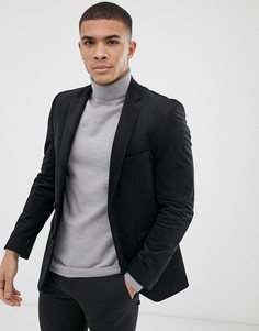 Черный бархатный блейзер Burton Menswear