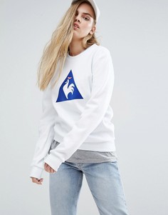 Свитшот бойфренда с большим логотипом в стиле колор блок Le Coq Sportif-Белый