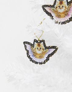 2 новогодних украшения в виде котов-ангелов Monki-Белый