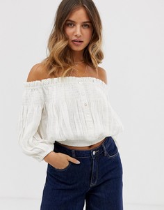 Топ с открытыми плечами Free People Dancing Till Dawn-Белый