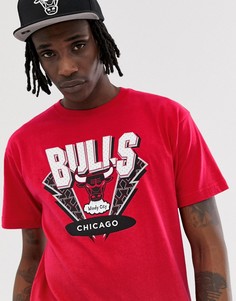 Красная футболка с принтом на груди Mitchell & Ness Chicago Bulls-Красный