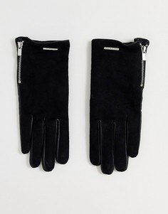Черные кожаные перчатки с молнией ALDO Croedda-Черный