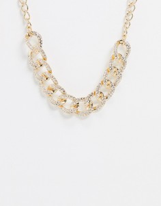 Золотистое ожерелье-цепочка с крупными звеньями Glamorous-Золотой