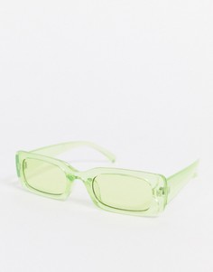 Неоново-зеленые солнцезащитные очки в квадратной оправе ASOS DESIGN-Зеленый