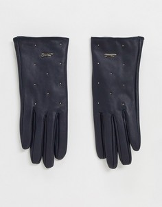 Темно-синие кожаные перчатки Paul Costelloe-Синий