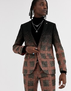 Серый приталенный пиджак в клетку Twisted Tailor