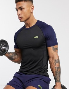 Обтягивающая спортивная футболка с контрастными рукавами реглан ASOS 4505-Мульти