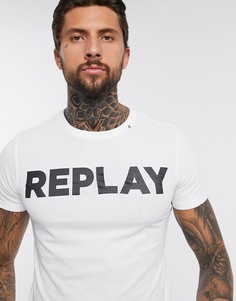 Белая футболка с круглым вырезом и логотипом Replay-Белый