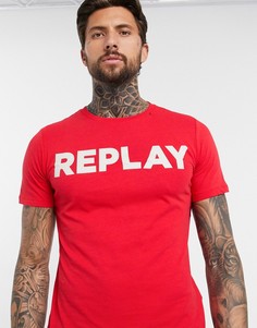 Красная футболка с логотипом и круглым вырезом Replay-Красный
