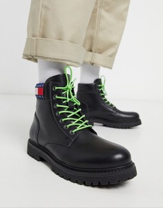 Черные кожаные ботинки Tommy Jeans-Черный