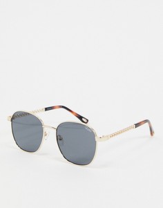 Золотистые круглые солнцезащитные очки с цепочкой Quay Australia-Золотой