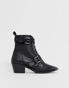Черные кожаные ботинки на шнуровке Office-Черный