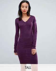 Платье-джемпер с V-образным вырезом Brave Soul Tall-Фиолетовый