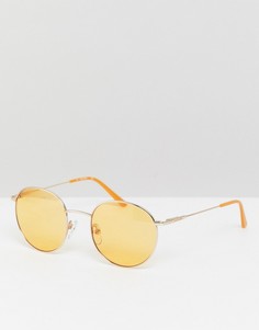 Круглые солнцезащитные очки с желтыми стеклами Calvin Klein CK18104S-Золотой