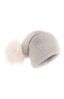 Шапка из меха норки с помпоном из лисы Kussenkovv