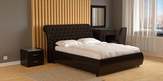 Мягкая кровать 200х120 Малибу вариант №6 с подъемным механизмом (Коричневый) Home Me