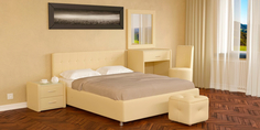 Мягкая кровать 200х120 Малибу вариант №5 с подъемным механизмом (Бежевый) Home Me