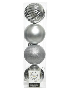 Набор шаров Kaemingk Новогодняя Гармония 10cm 4шт Silver 21011