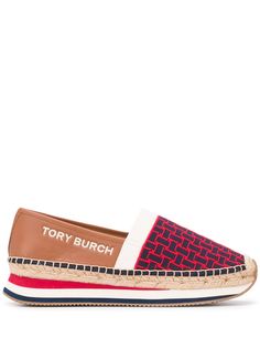 Tory Burch эспадрильи на платформе с тисненым логотипом