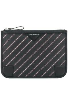 Karl Lagerfeld клатч с полосками с логотипами