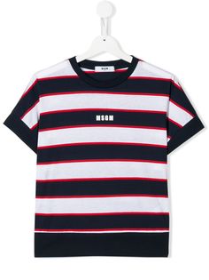 Msgm Kids полосатая футболка с логотипом