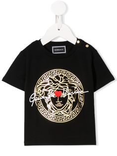 Versace Kids футболка с логотипом и эффектом металлик