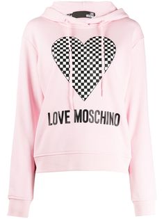 Love Moschino толстовка в клетку с капюшоном и принтом