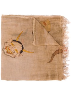 Uma Wang платок с принтом и бахромой