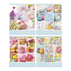 Тетрадь Silwerhof 811487-55 48л. клет. A5 Сладкий десерт 4диз. картон вод.лак скрепка 10 шт./кор.