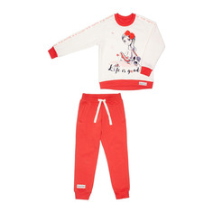 Спортивный костюм Lucky Child: толстовка и брюки коралл/молочный