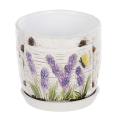 Горшок цветочный с поддоном Dehua ceramic, дизайн цветение 12x12x11см