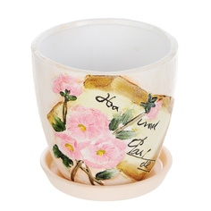Горшок цветочный с поддоном Dehua ceramic, дизайн соцветие 18x18x16см