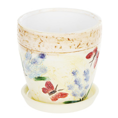 Горшок цветочный с поддоном Dehua ceramic, дизайн лилов.лаванда 15x15x14см