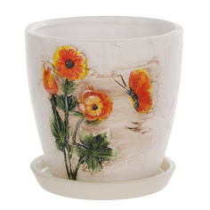 Горшок цветочный с поддоном Dehua ceramic, дизайн весна 18x18x16см