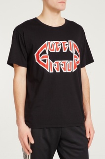 Черная футболка оверсайз с логотипом Gucci Man