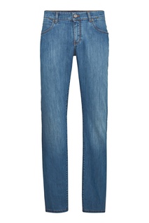Голубые джинсы с вышитой аппликацией Billionaire
