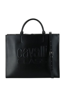 Черная кожаная сумка-шоппер Cavalli Class