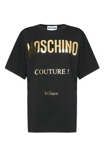 Черная футболка из хлопка с принтом Moschino